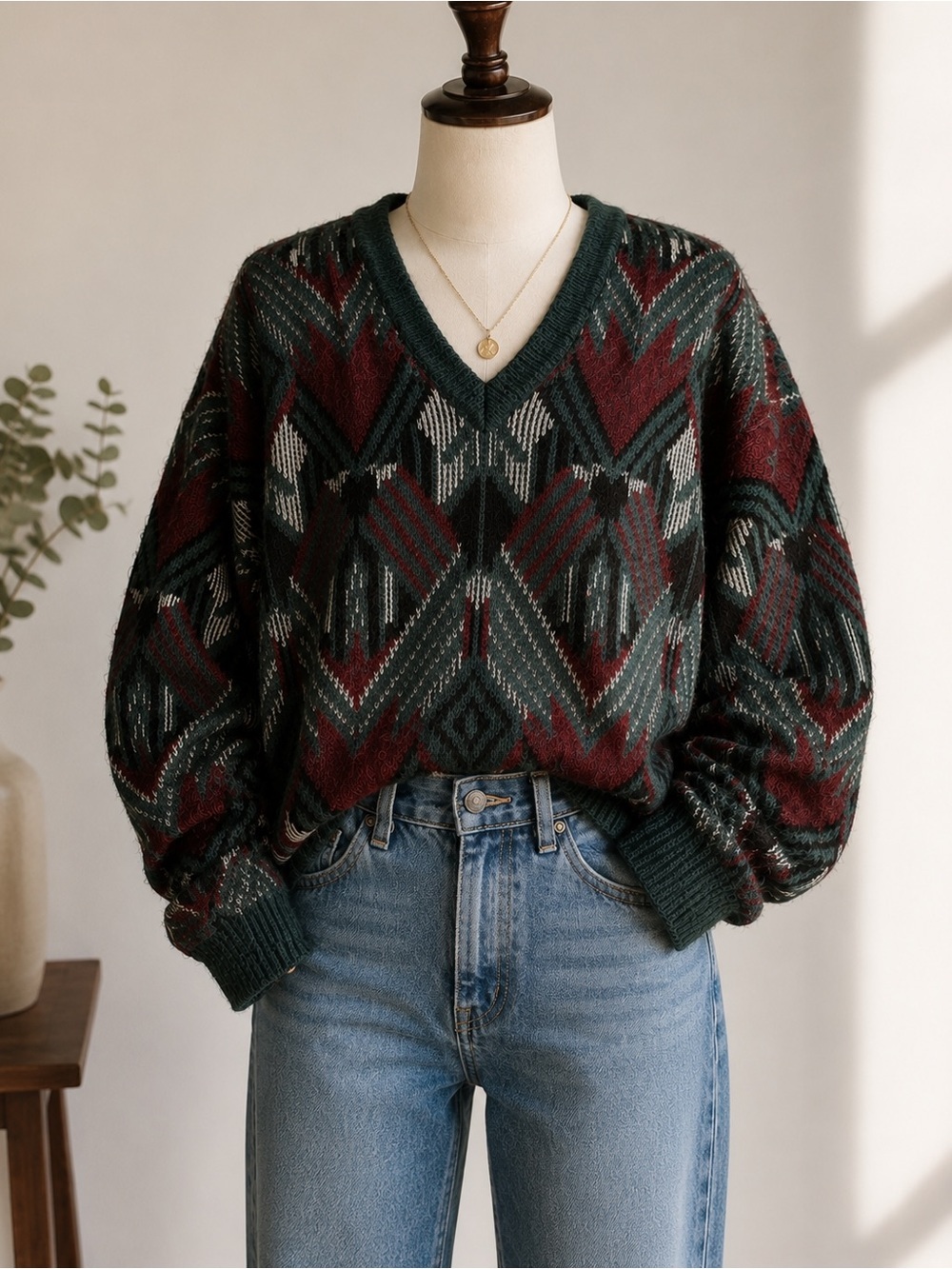 Vintage 90s Prince Bellini Mohair Blend Geometric Sweater | Made in Canada, M